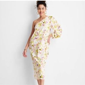 SZ L Women's Floral Print One Shoulder Sleeveless Dress